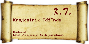 Krajcsirik Tünde névjegykártya